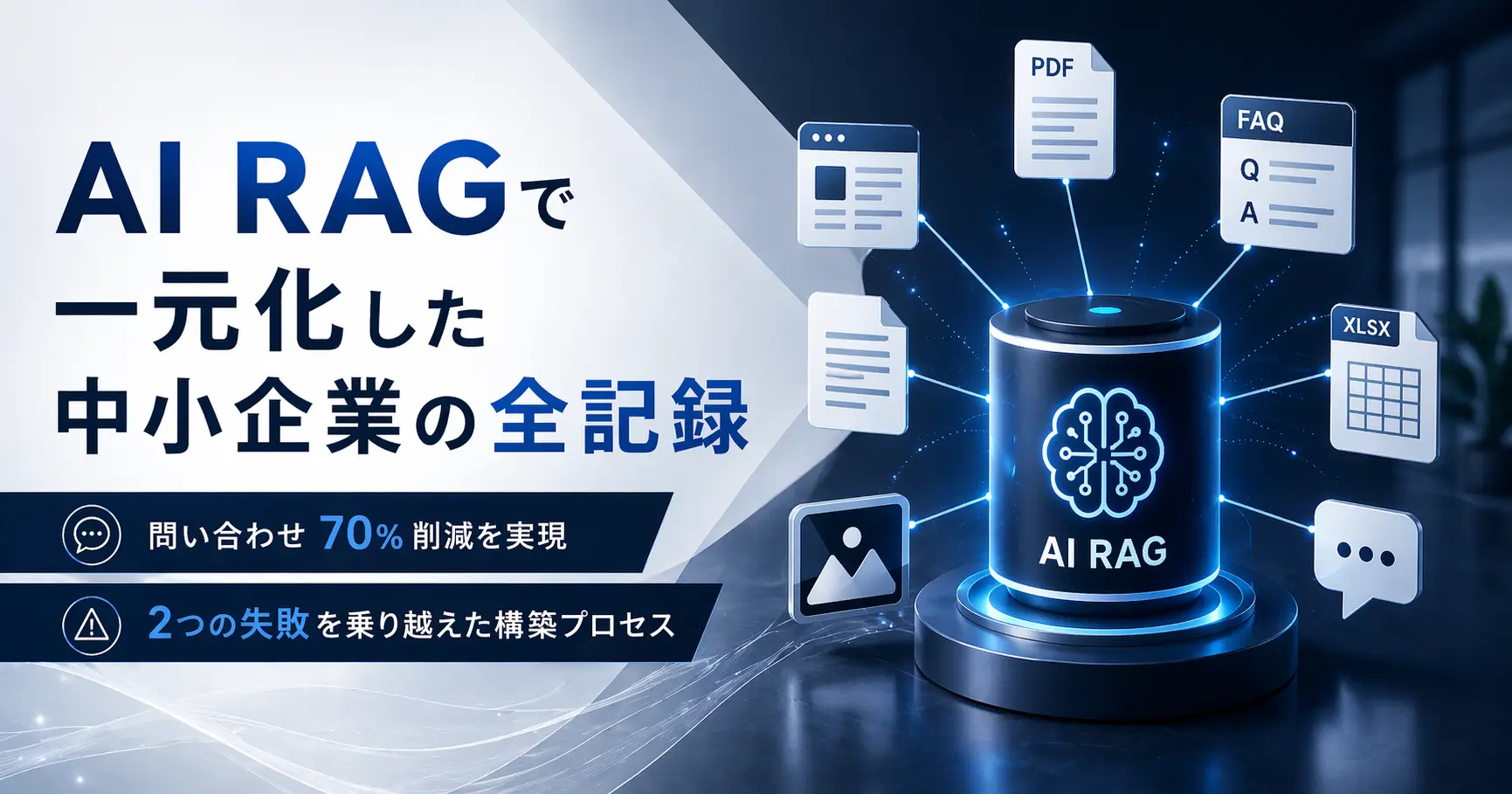 AI RAGで一元化した中小企業の全記録—問い合わせ70％削減と2つの失敗を乗り越えた構築プロセス